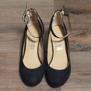 Arizona Jean Company Black Ankle-Strap Wedge Flats